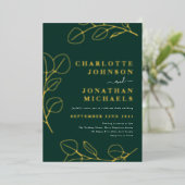 Invitation En Aluminium Vert moderne Vert simple Or (Debout devant)