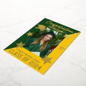 Invitation En Aluminium Vert & Or, Diagonal Graduation Gold (Rotation)