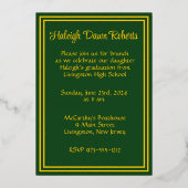 Invitation En Aluminium Vert & Or, Diagonal Graduation Gold (Verso)