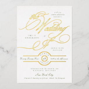Invitation En Aluminium Vert sage blanc calligraphie élégante mariage or