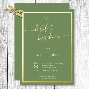 Invitation En Aluminium Vert sauge Moderne Mariage Minimaliste Déjeuner