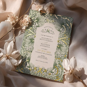Invitation En Aluminium Vert sauge or vintage Pimpernel William Morris