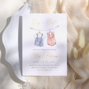 Invitation En Aluminium Vêtements de bébé bohème révélation du sexe