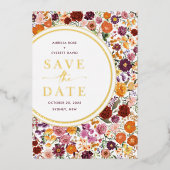 Invitation En Aluminium Vibrant Automne Fleur sauvage Mariage Enregistrer  (Recto)