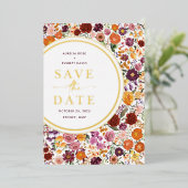 Invitation En Aluminium Vibrant Automne Fleur sauvage Mariage Enregistrer  (Debout devant)