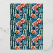 Invitation En Aluminium Vibrant Blue Cactus Watercolor Pattern (Verso)