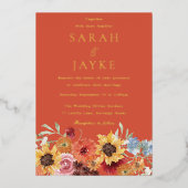 Invitation En Aluminium Vibrant Bold Floral Summer Wedding Gold (Recto)