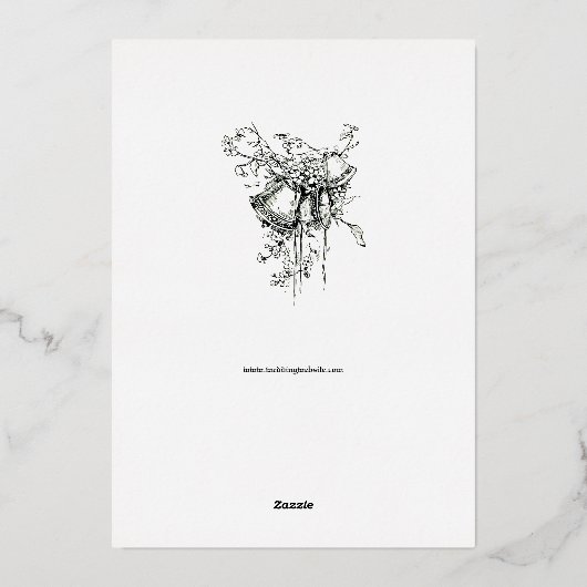 Invitation En Aluminium Victorian Castle Couple Foliage Mariage frontalier (Verso)