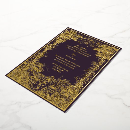 Invitation En Aluminium Victorian Castle Couple Foliage Mariage frontalier (Rotation)