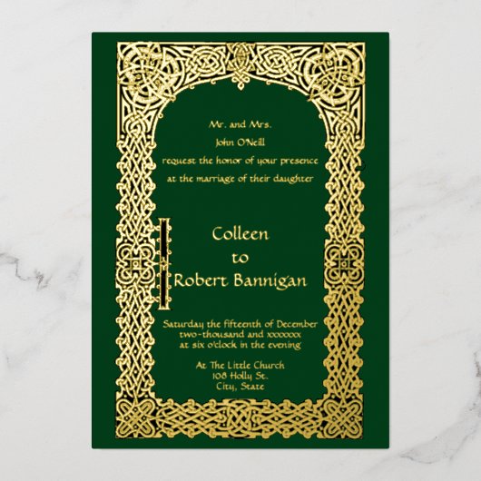 Invitation En Aluminium Victorian Era Celtic Knots Mariage frontalier (Recto)