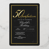 Invitation En Aluminium Vieilli à Perfection Cocktail 50e fête d'anniversa (Recto)