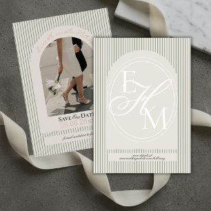 Invitation En Aluminium Vieux argent Script Grille verte Photo Enregistrer