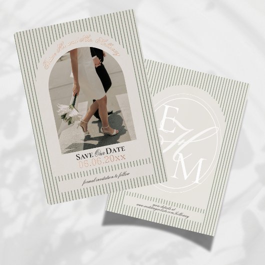 Invitation En Aluminium Vieux argent Script Grille verte Photo Enregistrer