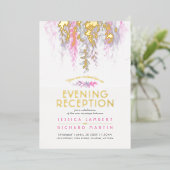 Invitation En Aluminium Vigne d'aquarelle violet rose soirée réception (Debout devant)