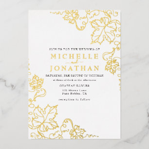 Invitation En Aluminium Vignoble d'or Blanc Véritable Mariage