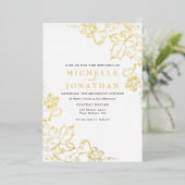Invitation En Aluminium Vignoble d'or Blanc Véritable Mariage (Debout devant)