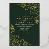 Invitation En Aluminium Vignoble d'or Green Real Foil Mariage (Recto)