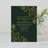 Invitation En Aluminium Vignoble d'or Green Real Foil Mariage (Debout devant)