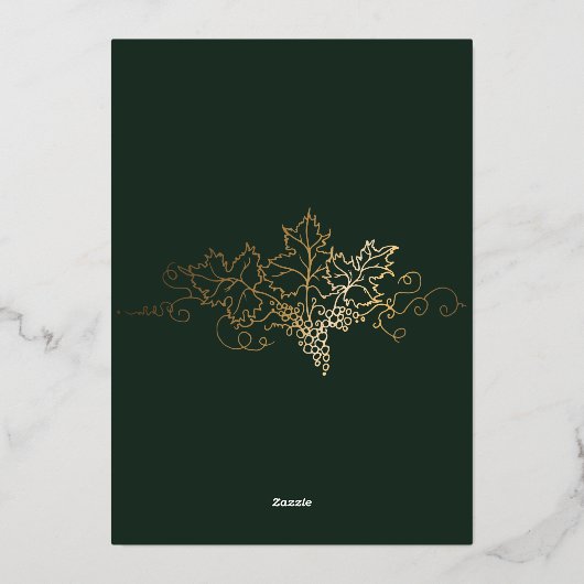 Invitation En Aluminium Vignoble d'or Green Real Foil Mariage (Verso)