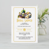 Invitation En Aluminium Vin d'aquarelle de fromage en feuille réelle (Debout devant)