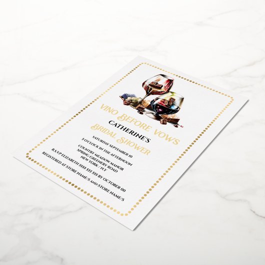 Invitation En Aluminium Vin d'aquarelle dégustation jumelage vin or de vig (Rotation)