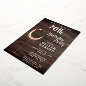 Invitation En Aluminium Vin d'or rustique Bois 70e anniversaire (Rotation)