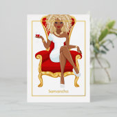 Invitation En Aluminium Vin rouge fille d'anniversaire (Debout devant)