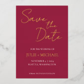 Invitation En Aluminium Vin Rouge Simple style mariage Enregistrer la date (Recto)