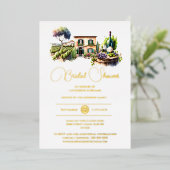 Invitation En Aluminium Vin rustique vrai feuille paysage or nuptiale (Debout devant)