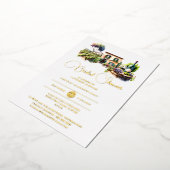 Invitation En Aluminium Vin rustique vrai feuille paysage or nuptiale (Rotation)