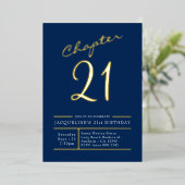 Invitation En Aluminium Vingt-et-un Or bleu 21e Anniversaire Gold (Debout devant)