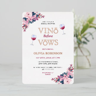 Invitation En Aluminium Vino Avant Vows Floral Vine Thème Fête des mariées