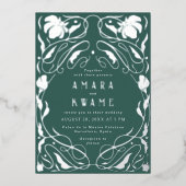 Invitation En Aluminium Vins à fleurs Botanique Art Nouveau Argent (Recto)