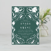 Invitation En Aluminium Vins à fleurs Botanique Art Nouveau Argent (Debout devant)