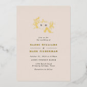 Invitation En Aluminium Vins citrouilles Monogramme Mariage Foil Invitatio (Recto)