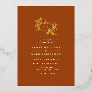 Invitation En Aluminium Vins citrouilles Monogramme Mariage Foil Invitatio