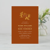 Invitation En Aluminium Vins citrouilles Monogramme Mariage Foil Invitatio (Debout devant)