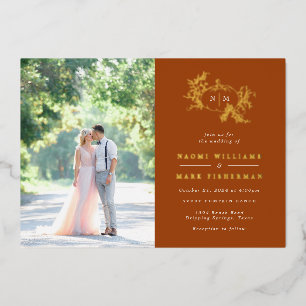 Invitation En Aluminium Vins citrouilles Monogramme Mariage Foil Invitatio