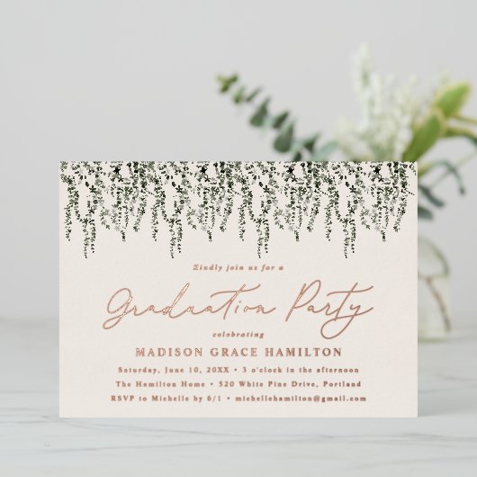 Invitation En Aluminium Vins d'aquarelle fête de graduation (Debout devant)