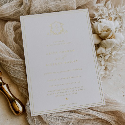 Invitation En Aluminium Vins intemporels Monogramme Mariage Crest