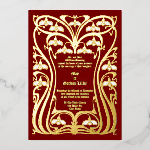 Invitation En Aluminium Vintage 1904 Fleurs Art Nouveau Cadre de Foliage
