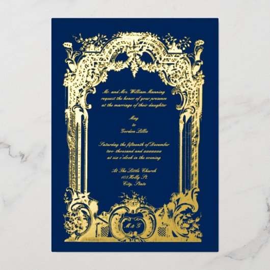 Invitation En Aluminium Vintage Baroque Rococo Mariage (Recto)