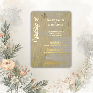 Invitation En Aluminium Vintage boho chic vert mariage monogramme or