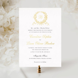 Invitation En Aluminium Vintage Élégant Mariage de monogramme de chêne d'o