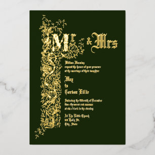 Invitation En Aluminium Vintage époque victorienne 1839 Floral Border Mari