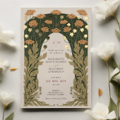 Invitation En Aluminium Vintage Floral Mariage Gold