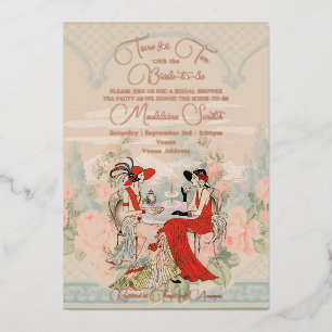 Invitation En Aluminium Vintage Garden Floral Temps pour la Fête des marié