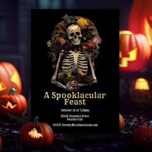 Invitation En Aluminium Vintage Halloween Skeleton Dîner Éffrayant