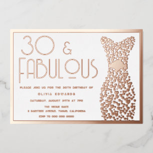 Invitation En Aluminium Vintage Retro Gold Gown 30e fête d'anniversaire
