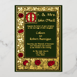 Invitation En Aluminium Vintage William Morris Kelmscott Press Floral Rose